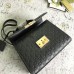 Gucci Padlock Small Top Handle Bag in Black Signature Leather