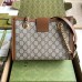 Gucci Padlock Small Shoulder Bag in GG Canvas with Brown Calfskin