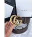 Gucci Brown Grained Leather Belt 38MM with Double G Buckle