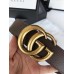 Gucci Brown Grained Leather Belt 38MM with Double G Buckle