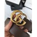 Gucci Brown Grained Leather Belt 38MM with Double G Buckle
