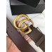 Gucci Brown Grained Leather Belt 38MM with Double G Buckle