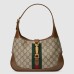 Gucci Jackie 1961 Small Bag in GG Canvas with Brown Leather Trim