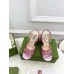 Gucci Horsebit Sandals 95mm in Metallic Pink Leather with Crystals