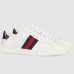 Gucci Womens Ace White Sneakers with Blue & Red Web
