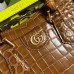Gucci Diana Small Tote Bag in Brown Croc-embossed Leather