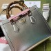 Gucci Diana Small Tote Bag in Silver Calfskin