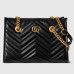 Gucci GG Marmont Small Tote in Black Chevron Calfskin
