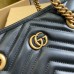 Gucci GG Marmont Small Tote in Black Chevron Calfskin