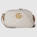 Gucci GG Marmont Small Camera Bag in Light Grey Chevron Calfskin