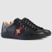 Gucci Womens Ace Sneakers in Black Leather with Bee