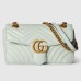 Gucci GG Marmont Small Shoulder Bag in Pale Green Chevron Leather