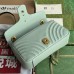 Gucci GG Marmont Small Shoulder Bag in Pale Green Chevron Leather