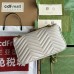 Gucci GG Marmont Small Shoulder Bag in Light Grey Chevron Leather