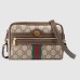 Gucci Ophidia Mini Camera Bag in Canvas with Brown Leather Trim