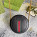 Gucci Ophidia GG Mini Round Shoulder Bag in Black Leather