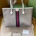 Gucci Ophidia GG Medium Tote Bag in GG Canvas with White Leather