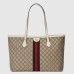 Gucci Ophidia GG Medium Tote Bag in GG Canvas with White Leather