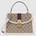 Gucci Ophidia GG Small Top Handle Bag in GG Canvas with White Leather