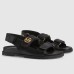 Gucci Womens Velcro Sandals in Black Leather with Double G