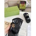 Gucci Womens Velcro Sandals in Black Leather with Double G