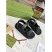 Gucci Womens Velcro Sandals in Black Leather with Double G