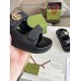 Gucci Womens Velcro Sandals in Black Leather with Double G