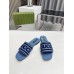 Gucci Womens Slide Sandals in Dedim with Gucci Script