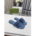 Gucci Womens Slide Sandals in Dedim with Gucci Script