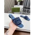 Gucci Womens Slide Sandals in Dedim with Gucci Script