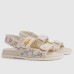 Gucci Womens Velcro Sandals in White GG Crystal Canvas
