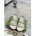 Gucci Womens Velcro Sandals in White GG Crystal Canvas