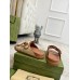 Gucci Womens Velcro Sandals in Natural Raffia