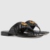 Gucci Womens GG Marmont Thong Sandals in Black Leather