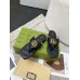 Gucci Womens GG Marmont Thong Sandals in Black Leather