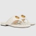 Gucci Womens GG Marmont Thong Sandals in White Leather