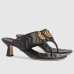 Gucci Womens GG Marmont Thong Sandals 55mm in Black Leather