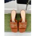 Gucci Signoria Slide Sandals 75MM in Brown Leather
