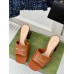 Gucci Signoria Slide Sandals 75MM in Brown Leather