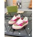 Gucci Womens Re-Web Sneakers in GG Canvas with Pink Leather