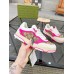 Gucci Womens Re-Web Sneakers in GG Canvas with Pink Leather