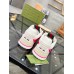 Gucci Womens Re-Web Sneakers in GG Canvas with Pink Leather