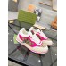 Gucci Womens Re-Web Sneakers in GG Canvas with Pink Leather