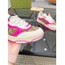 Gucci Womens Re-Web Sneakers in GG Canvas with Pink Leather