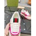Gucci Womens Re-Web Sneakers in GG Canvas with Pink Leather