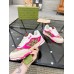Gucci Womens Re-Web Sneakers in GG Canvas with Pink Leather