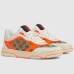 Gucci Womens Re-Web Sneakers in GG Canvas with Orange Leather
