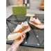 Gucci Womens Re-Web Sneakers in GG Canvas with Orange Leather