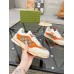 Gucci Womens Re-Web Sneakers in GG Canvas with Orange Leather