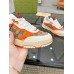 Gucci Womens Re-Web Sneakers in GG Canvas with Orange Leather